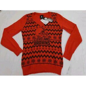 Cleveland Browns Winter Ugly Sweater FOCO Women NFL Apparel Size Small Red Black